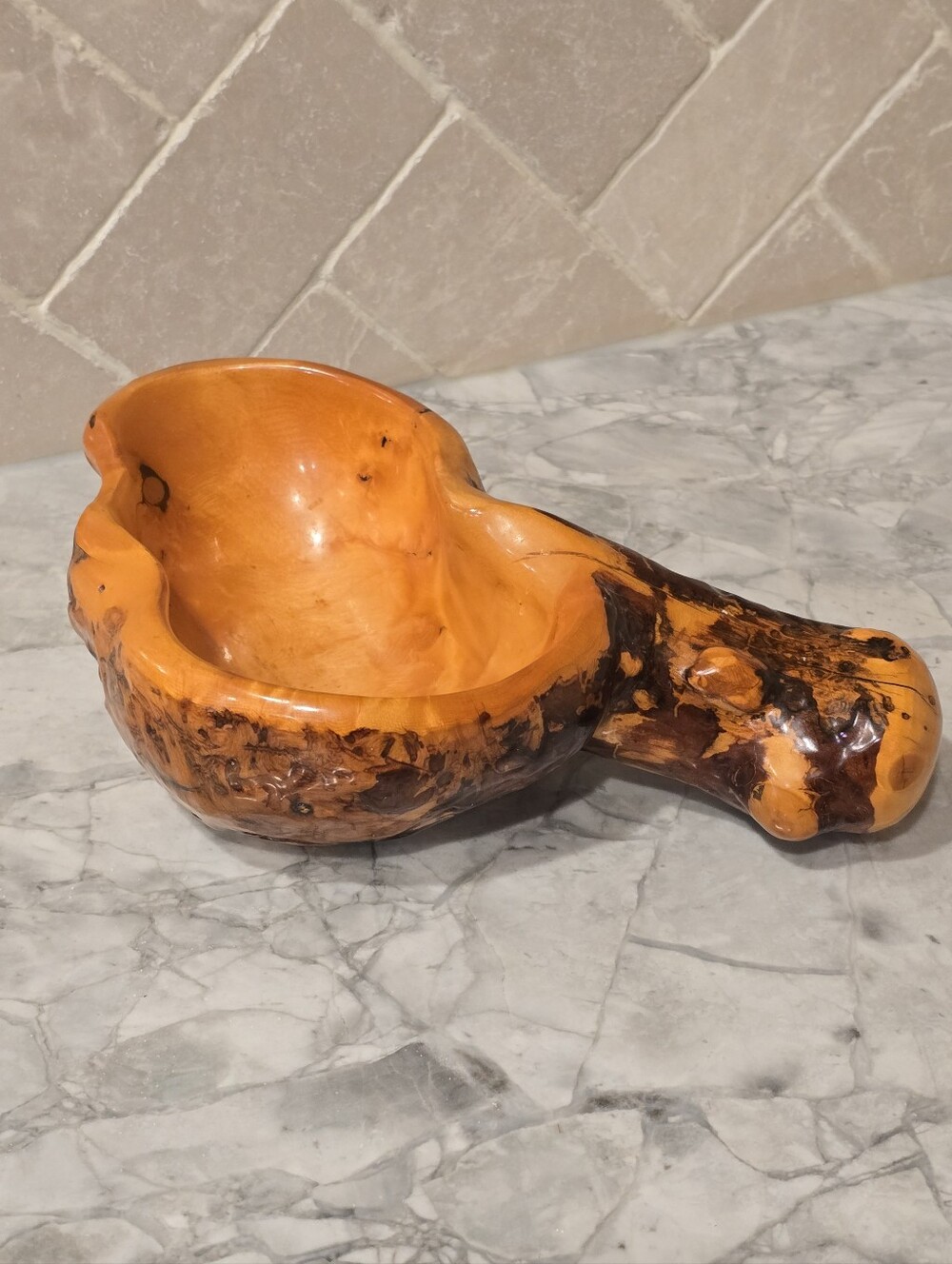 Vintage Handcarved Burl Wood Bowl Signed Dubie Yukon Canadian Folk Art Wabi Sabi